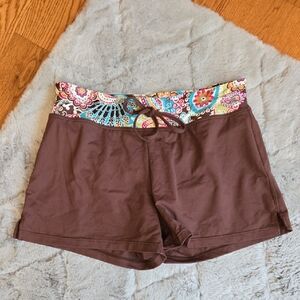 Athleta Brown/Green Paisley Print Bikini Bottom, Womens XS, Great Condition